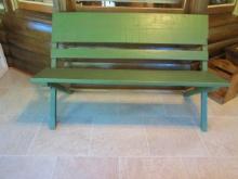 Rustic Painted Green Wood Bench