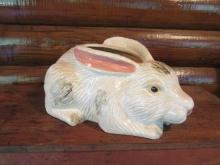 Large Handpainted Pottery Rabbit Planter