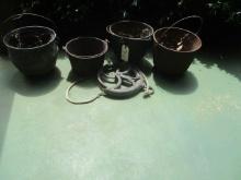 4 Cast Iron Pots and Metal Pulley