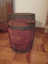 Antique Wood Banded Barrel with Wood Insert Wire Handle