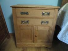 Antique Unfinished Oak Nightstand Cabinet