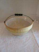 Antique Sanito Stoneware Bowl with Wood Insert Wire Handle