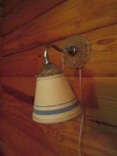Vintage Glass Electric Pull Chain Wall Sconce Light with Paper Shade
