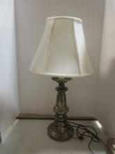 Antique Brass Finish Post Candlestick Lamp