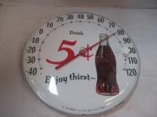 Tru-Temp "Drink Coca-Cola 5 Cents Enjoy Thirst" Thermometer