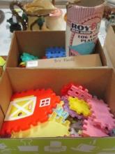 Grouping of Building Toys-Little Tikes, Brix Blocks, Wood Log Cabin Playset, etc.