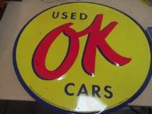 Round Metal "Used OK Cars" Sign