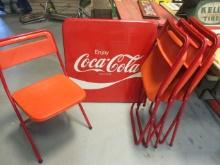 Coca-Cola Card Table and Four Folding Chairs