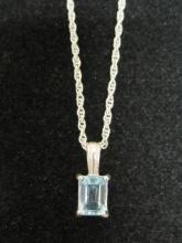 Sterling Silver Blue Topaz Pendant and 18" Chain