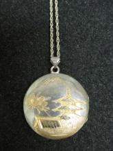 Sterling Silver Etched Locket on 18" Chain