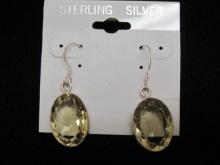Sterling Silver Lemon Quartz Earrings- Total 10 carats!
