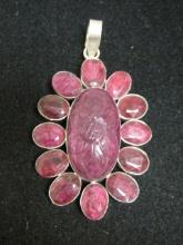 100+ Carat Impressive African Ruby and Sterling Silver Pendant