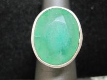 Sterling Silver African Emerald Ring- Over 10 carats!