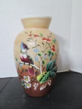 Vintage Handpainted Opaline Bird Vase