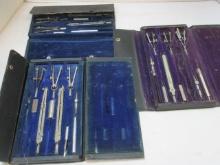 Collection of Vintage Rulers and Drafting Drawing Instruments in Cases