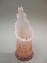 Fostoria Heirloom Pink Opalescent Stretched Glass Candle Holder 8 1/2"