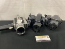Trio of Vintage Cameras, Honeywell Elmo Super 104, Olympus IS-10 & IS-1000