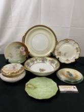 7 Assorted China Pieces, Crescent & Sons, Limoges, RS Prussia, Marc Larcheveque Bowl