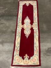 Long Red & Cream Runner Rug by Momeni, 100% Wool Pile, 94 x 27 inches