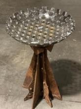 Unique Heavy Metal Stand w/ Shiny Perforated Metal Bowl on top