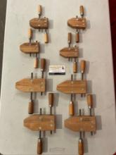 8 pcs Vintage Adjustable Clamp Co. Jorgensen Wooden Bar Clamps. Two Sizes, 4x 3/0 & 4x 5/0. See