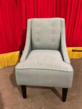 Modern Target Cushioned Wooden Parlor Chair w/ Sky Blue Upholstery. Measures 21.5" x 28" See pics.