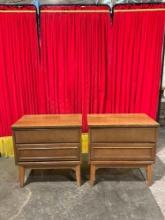 Pair of Matching Vintage Wooden Two-Drawer Dressers. Measures 24" x 24" See pics.