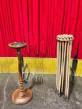 Antique Metal & Wood Umbrella Clothes Bars Drying Rack & Antique Wooden Ash Tray Stand. See pics.