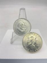 2x Coins - 1948-D Ch Bu Franklin Half and 1953-S Ch BU half dollar