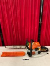 Stihl MS 170 Gas Powered Chainsaw w/ 16" Blade & Blade Guard. Untested, Working Last Season. See