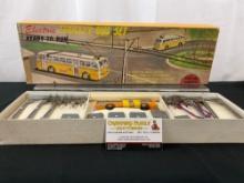 Vintage HO Scale Electric Trolley Bus Set in original box