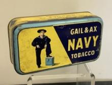 Tobacco Tin - Gail & Ax Navy, See Photos For Condition
