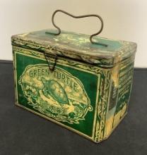 Tobacco Tin - Green Turtle Cigars, 8½"x4½"x5½", See Photos For Condition