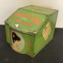 Tobacco Tin - Sweet Cube Light Fire Cut, 11"x8"x8", See Photos For Conditio