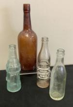 4 Old Bottles - Delaware Punch, Forrest Park Ottawa Ks., Coca-Cola Soda Wat
