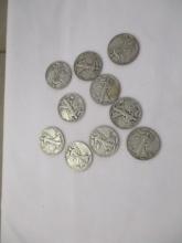 US Walking Liberty Halves- 1940's various dates/mints 10 coins