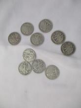 US Walking Liberty Halves- 1940's various dates/mints 10 coins