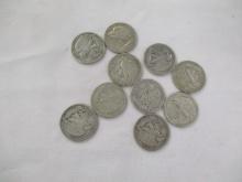 US Silver Walking Liberty Half Dollars- various dates/mints 10 coins