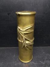 Vintage Brass Vase with with Palm Tree Leaves