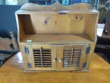 Wooden Hanging Cabinet with Louvered Doors