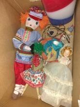 BL-Assorted Fabric and Novelty Dolls, RWB Candle