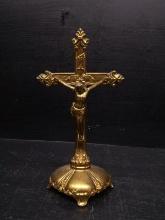 Religious Icon-Brass Crucifix on Stand
