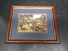 Artwork-Framed and Double Matted Print-Cattle Herd