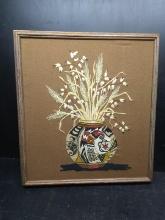 Artwork-Framed Embroidery-South Western Vase