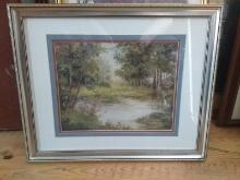 Framed and Matted Watercolor-Woodland Creek; Signed Bertrand 538/1500