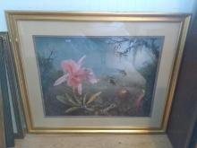 Framed and Matted Contemporary Botanical Print-Hummingbirds