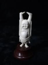 Antique Carved Bone Figure - Buddha w/ Hands Up