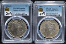 1896-0 & 1897-0 MORGAN DOLLARS - PCGS AU