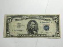 5 Dollar Bill 1953 B Silver Certificate  Major Off Cut Error Great High Grade Condition