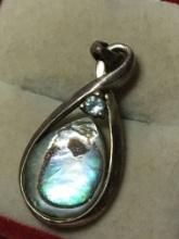 .925 Sterling Silver Abalone Pendant 